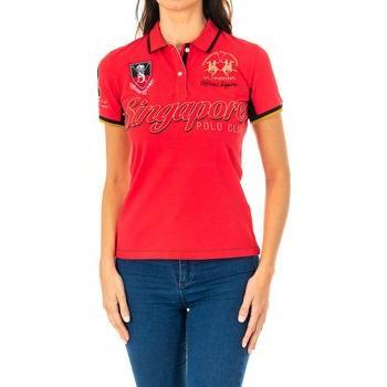 Polo manga corta con cuello de solapa para mujer