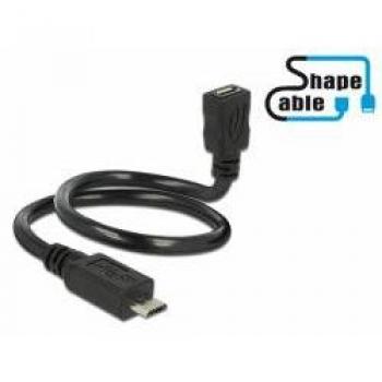 Cable USB 2.0 Micro-B Macho a Hembra OTG, 0.35 m, Negro
