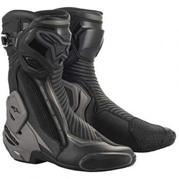 Alpinestars Botas de Moto SMX Plus V2 Negro-Gris, características: diseño ergonómico, protección en tobillo y talón, material sintético duradero, suela antideslizante, refuerzos en áreas