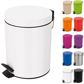 Cubo de Pedal de Metal Spirella Sydney 5L Blanco con Interior Extraíble