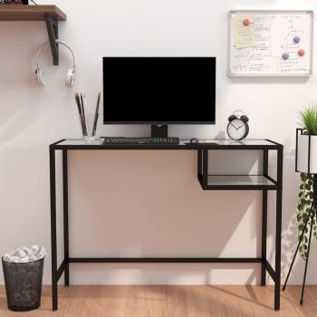 Escritorio para Computadora VidaXL con Superficie de Vidrio Templado Efecto Mármol Blanco, Dimensiones 100x36x74 cm