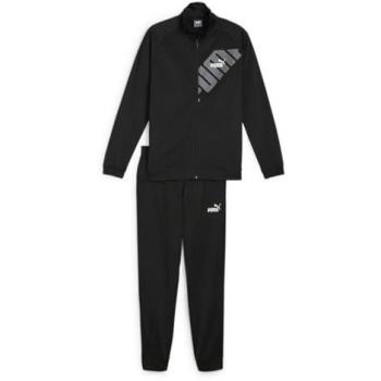 Puma Chándal Power Poly Negro - Chándal de poliéster, color negro, diseño moderno, incluye chaqueta con cremallera y pantalones ajustados, logo de Puma en el pecho y muslos, tejido ligero y transp