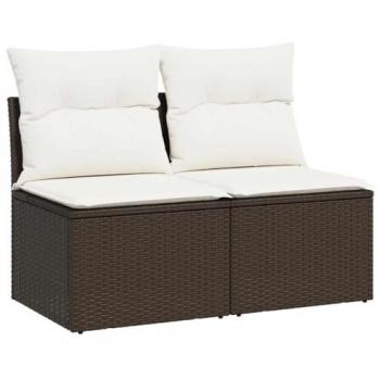 vidaXL 4 Piece Garden Sofa Set with Cushions Brown Poly Rattan Acacia