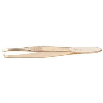 Pinza de Depilar Dorada Punta Oblicua 9cm