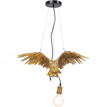 Lámpara colgante KARE Animal Owl en oro, 57 cm, diseño de búho