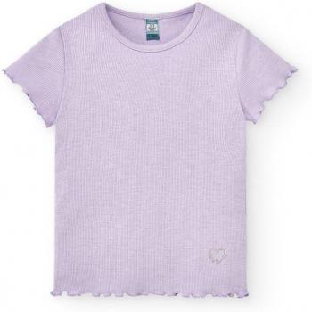 Camiseta de niña morada de manga corta y cuello redondo 2-3 años