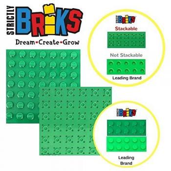 Strictly Briks Pack de 4 Bases con Ladrillos separadores 2 x 2 - Construcción en Forma de Torre - Compatible con Todas Las Marcas - 15,24 x 15,24 cm - Turquesa