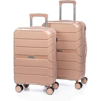 DAM Juego de 2 maletas Trolley PP ligero resistente a la rotura con cerradura TSA numérica, 4 ruedas giratorias 360°, extraíbles, dimensiones 56x38x23 cm