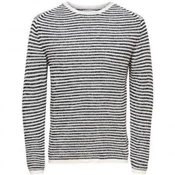 Maglia Girocollo uomo ONLY&SONS in Tessuto Bianca 22007296-WHITESTRIPE