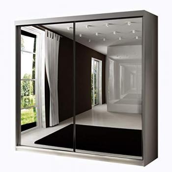 Armario Corredero Dover 106 Blanco con Espejo, 200x200x62cm, 9 Estantes