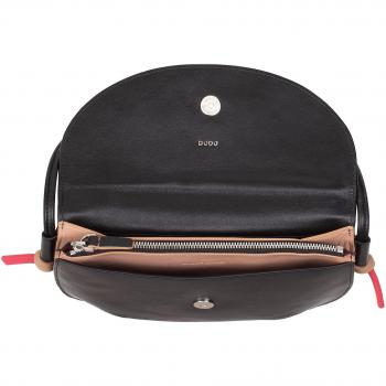 Bandolera mediana de mujer Dudu de piel con solapa y parche de cuero genuino, bolso de hombro pequeño con botón magnético