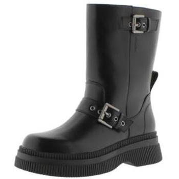 Botas de mujer Victoria Dublín negro monocromo con suela gruesa y doble correa, efecto piel, modelo 1301106, talla 40