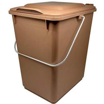 Cubo de basura marrón SULO 10L con tapa abatible para residuos orgánicos 309x205x276mm