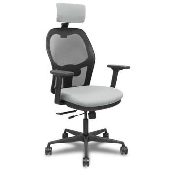 Silla Gaming P&C 68R65CR Gris Claro con Malla y Asiento Acolchado, Brazos Regulables y Cabecero Ajustable
