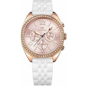 Tommy Hilfiger Mia 1781568 Women's Watch Rubber Stainless Steel 3 Bar Analogue Date White