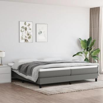 Cama Box Spring de Tela Gris Oscuro 200x200 cm con Estructura y Colchón Integrado