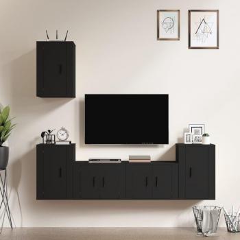 Set de muebles para TV 5 piezas de madera negra multicapa