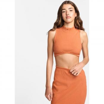 Nike - Camiseta de mujer Sportswear Chill Knit, camiseta corta de tirantes con cuello alto de ajuste ceñido, color naranja, talla M (EU 40-42)