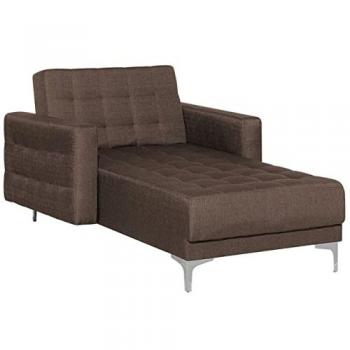 Chaise longue de poliéster marrón oscuro acolchado y reclinable Aberdeen