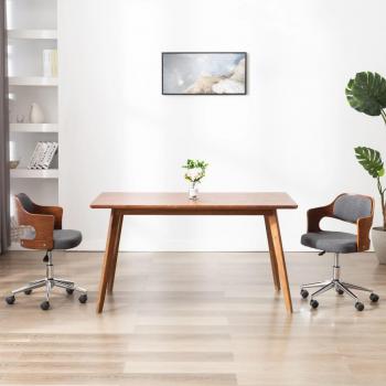 Silla giratoria de oficina en madera doblada y cuero sintético gris