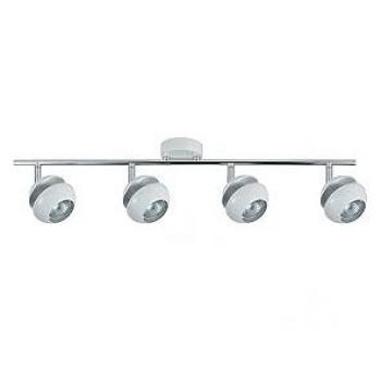 Regleta Beethoven 4 Focos GU10 Blanco y Plata - Iluminación Moderna FABRILAMP 14x69,5x8,5 cm
