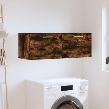 Mueble batido de pared de madera multicapa en roble ahumado, dimensiones 100x36,5x35 cm