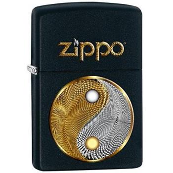 Zippo Mechero Abstract Ying Yang Black Matte Spring 2017, Cromado, Plateado, 5,8 x 3,8 x 2 cm