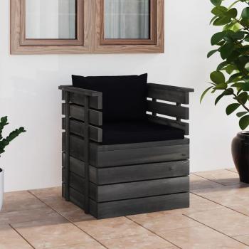 Sillón de jardín con cojines de madera de pino