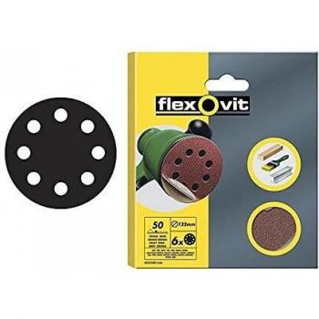 Flexovit 63642526387 Discos Velgrip Para Máquinas Roto-Orbitales, A203, 125 mm Diámetro, Grueso Grano, 50 Tamaño Grano, Set de 6