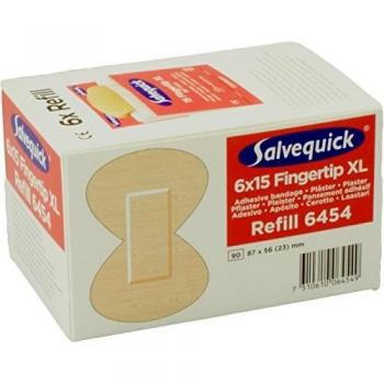 Recarga de Tiras Elásticas Salvequick XL para Dedos - 6 Paquetes de 15 Unidades