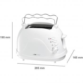 Clatronic TA 3565 Tostadora de Pan Pequeña con 2 Ranuras, 3 Función, 700 W, Plástico, Blanco