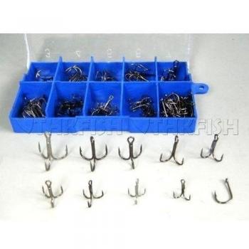 103X Mixed #3/#4/#5/#6#7/#8/#9/#10/#11 12 Sizes Carbon Black Treble Fishhook Treble Fishing Hooks With Box