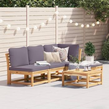 5 Piece Acacia Solid Wood Garden Lounge Set with Cushions