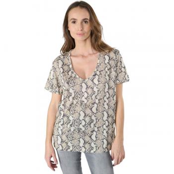 Camiseta de Mujer Le Temps des Cerises Plateada con Estampado de Serpiente