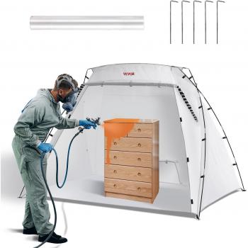 Portable Spray Paint Booth with Built-In Floor & Mesh Screen, 7.5x5.2x5.2ft DIY Furniture Painting Tent