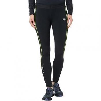 Ultrasport Quick Dry Thermo-Dynamic Pantalones Largos, Mujer, Negro/Amarillo Neón, X-Large