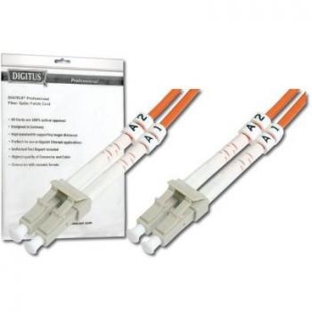 Cable de conexión DIGITUS FO OM2 - Cable de fibra óptica LC a LC de 1 m - LSZH - Duplex Multimodo 50/125µ - 10 GBit/s - Naranja