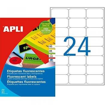 APLI 2873 - Etiquetas verde flúor imprimibles