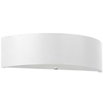 Aplique de pared Skala blanco con pantalla de vidrio y estructura de acero, compatible con bombillas E27
