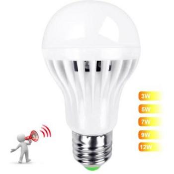 Bombilla LED Inteligente E27 3W/5W/7W/9W con Sensor de Luz y Sonido, Amplio Voltaje AC 85-265V, Color Blanco