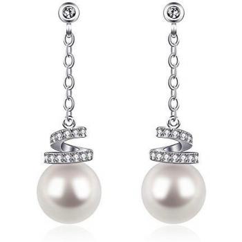 Pendientes Largos Perla Mujer Lazo con Circonita D.Perlla Perla Joyas Conjunto con regalos originales para mujer
