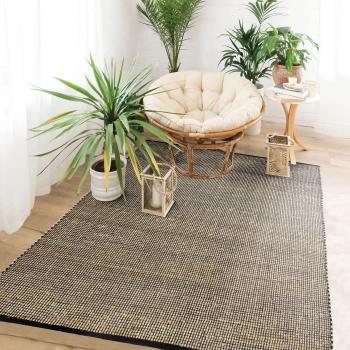 Alfombra de Yute y Algodón - THE DECO FACTORY - 120x170 cm - Negro y Natural
