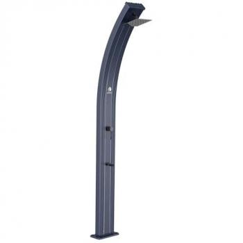 Ducha Solar Exterior Sined Lea Grigia - Estructura Curvada de Aluminio, Depósito de 30L, Altura 225,4cm, Rociador Cuadrado y Mezclador