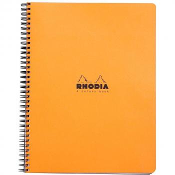 Cuaderno de 4 colores A4+ Rhodia 19320C - Cuadrado (5x5mm) con margen y marco en la parte superior - Naranja/Negro - Tamaño 22,5x29,7 cm