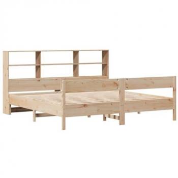 Cama con estantería sin colchón de madera maciza de pino 180x200cm