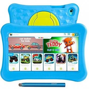 Tablet para niños de 8 Pulgadas AWOW Tablet Infantil, Android 11 Go Quad Core, 2GB RAM 32GB ROM, KIDOZ Preinstalado, con Kid-Proof Funda y Lápiz Táctil, Control Parental, Doble Cámara, Azul