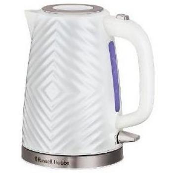 Hervidor Russell Hobbs Groove Blanco con Diseño Texturizado y Detalles en Acero Inoxidable