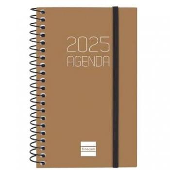 Agenda Finocam OPAQUE Marrón Mini 7,9 x 12,7 cm 2025 - Agenda año 2025 Espiral Basics Opaque E3-79x127 mm semana vista horizontal Finocam marrón -