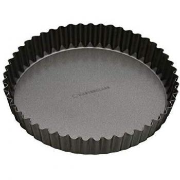 KitchenCraft Molde Quiche Redondo Base Suelta, Acero, Negro, 25 cm