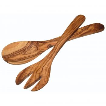 Cubiertos de Ensalada de Madera de Olivo Hechos a Mano - Juego de 2 Piezas